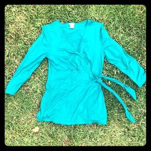 Ann Taylor Teal Tie Top